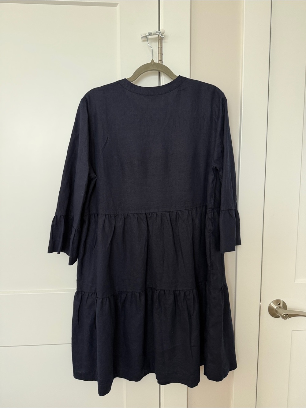 Boden Navy V-Neck Tiered Linen Tunic Dress - Picture 3 of 3
